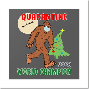 Quarantine World Champion Sasquatch Mask Christmas. Posters and Art